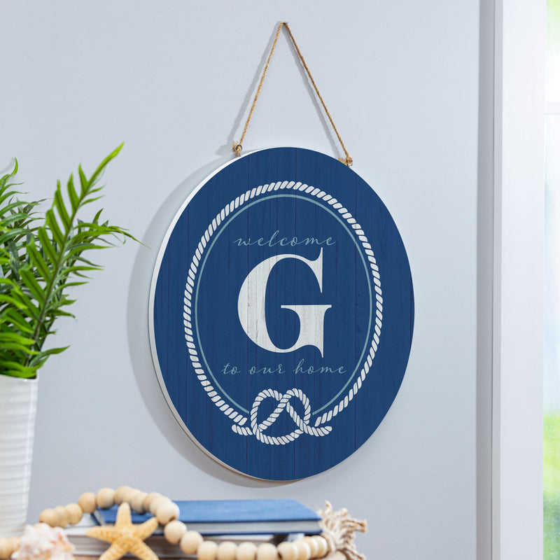 Coastal Door Decor Monogram Blue 18" G