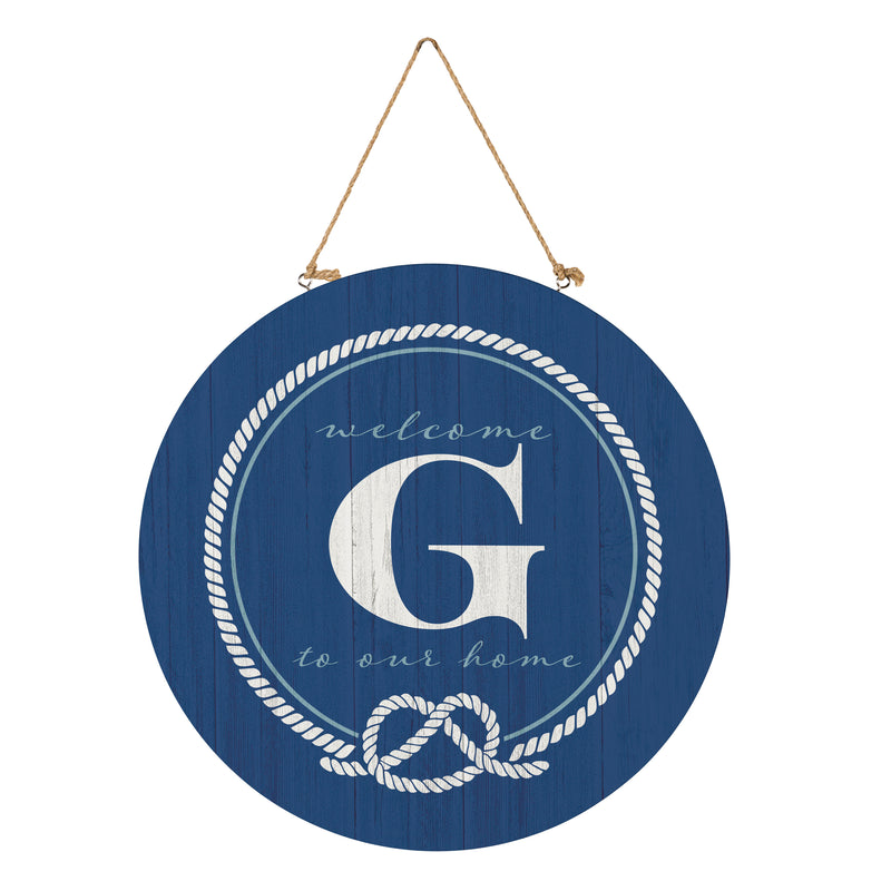 Coastal Door Decor Monogram Blue 18" G