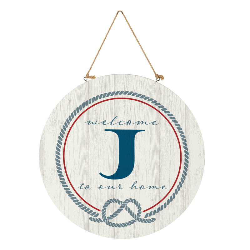 Coastal Door Decor Monogram White 18" J