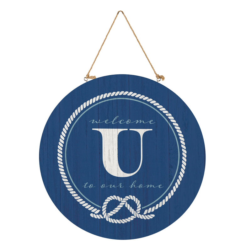 Coastal Door Decor Monogram Blue 18" U