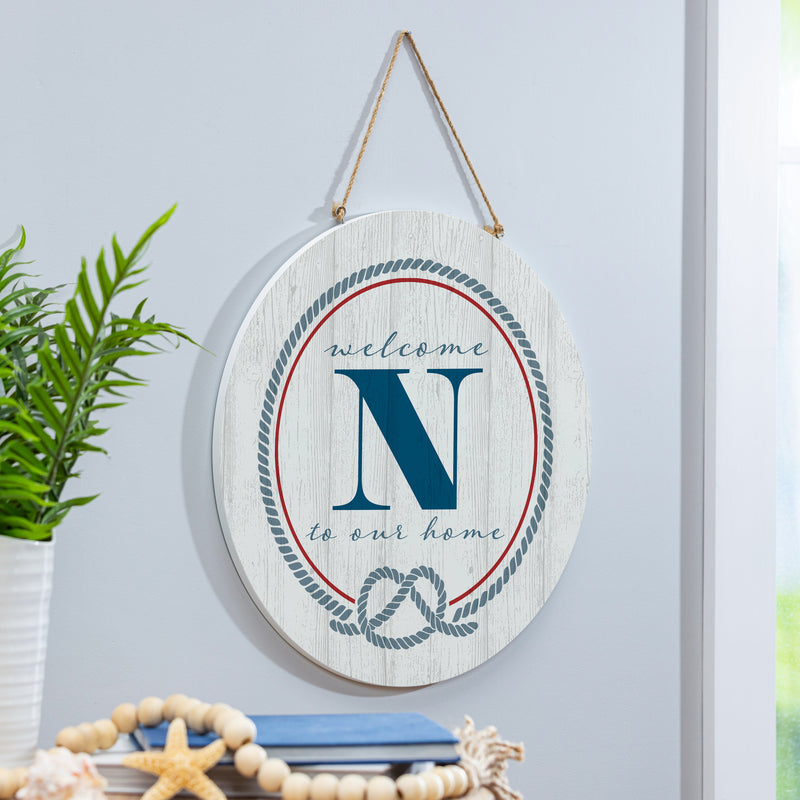 Coastal Door Decor Monogram White 18" N