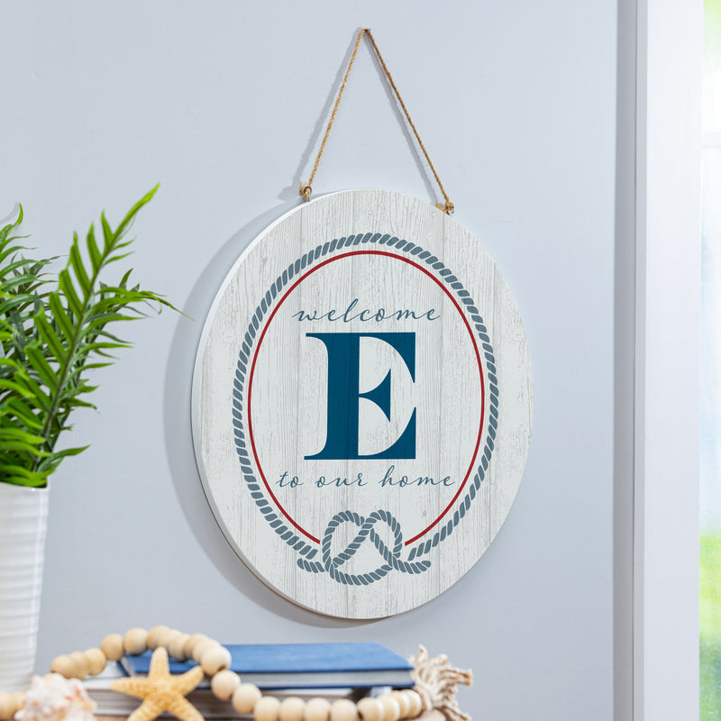Coastal Door Decor Monogram White 18" E