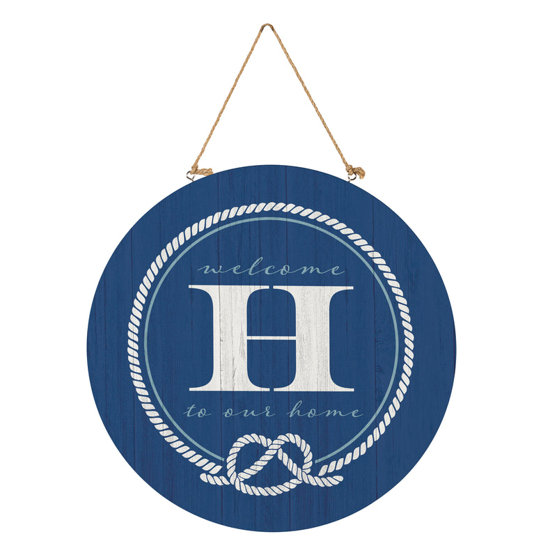 Coastal Door Decor Monogram Blue 18" H