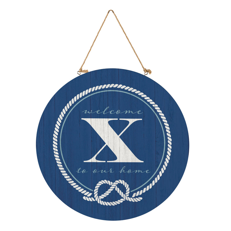 Coastal Door Decor Monogram Blue 18" X