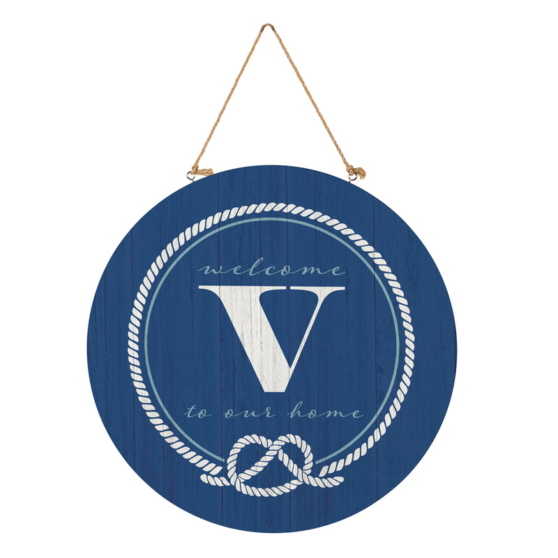 Coastal Door Decor Monogram Blue 18" V
