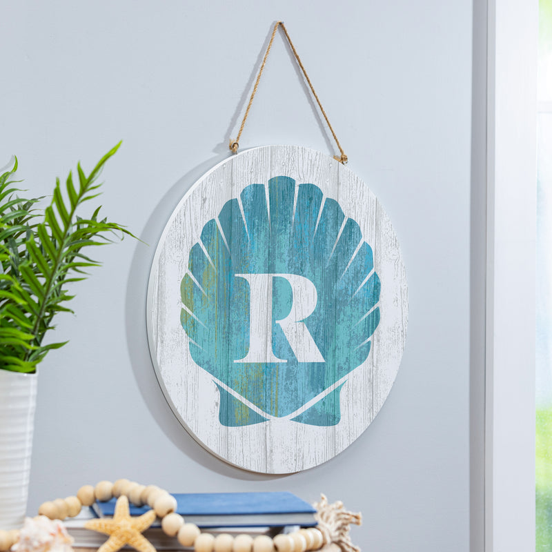 Coastal Door Decor Shell Monogram 18" R