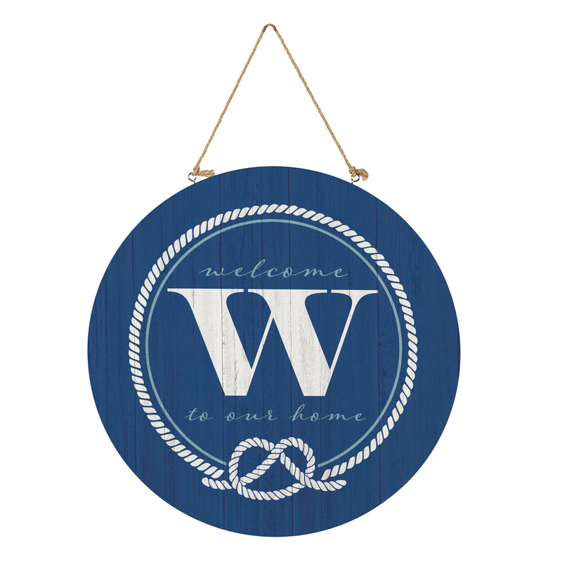 Coastal Door Decor Monogram Blue 18" W