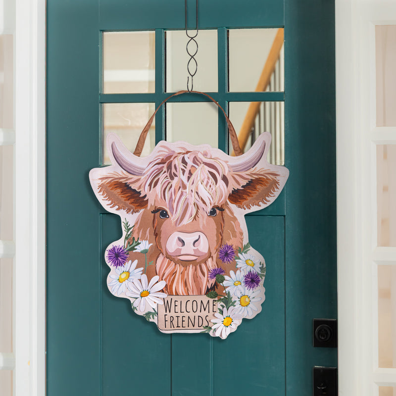 Highland Cow Welcome Friends Estate Door Decor
