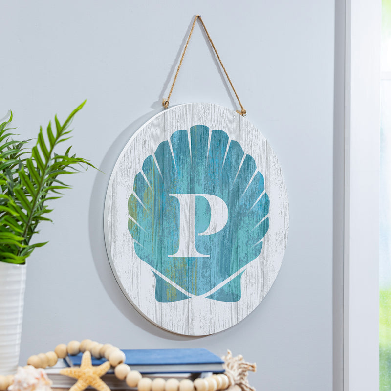 Coastal Door Decor Shell Monogram 18" P