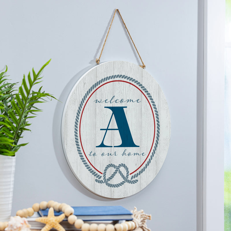 Coastal Door Decor Monogram White 18" A
