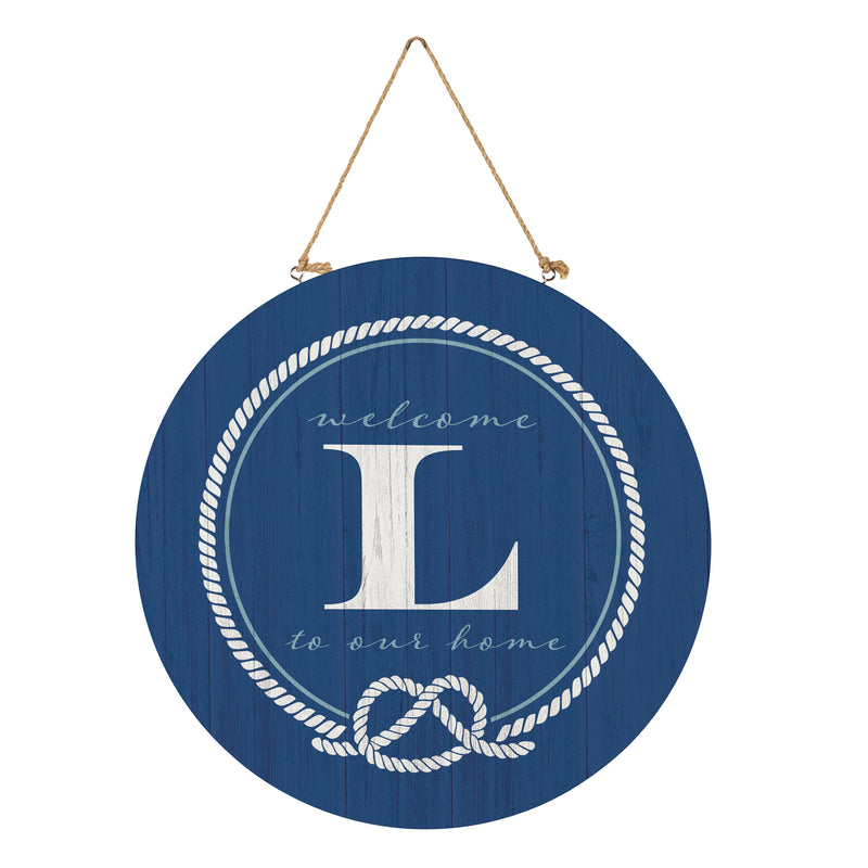 Coastal Door Decor Monogram Blue 18" L