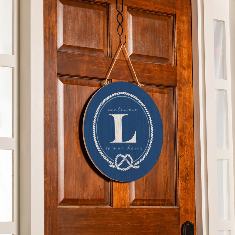 Coastal Door Decor Monogram Blue 18" L