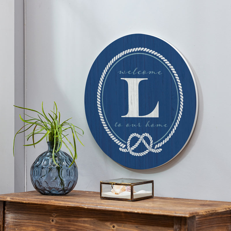 Coastal Door Decor Monogram Blue 18" L
