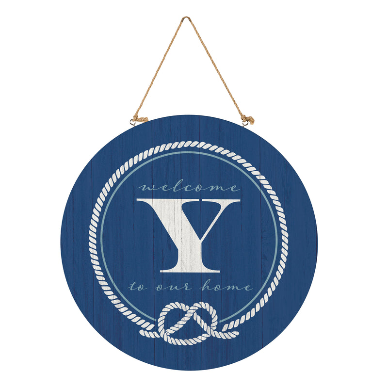 Coastal Door Decor Monogram Blue 18" Y