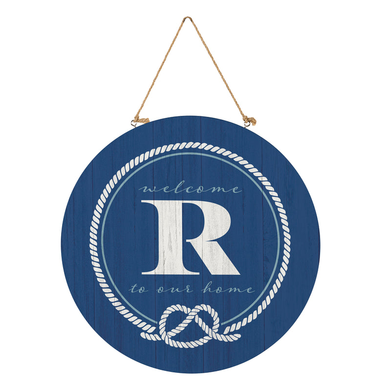 Coastal Door Decor Monogram Blue 18" R