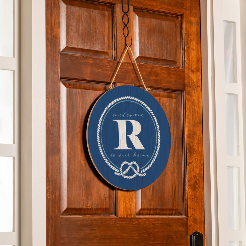 Coastal Door Decor Monogram Blue 18" R