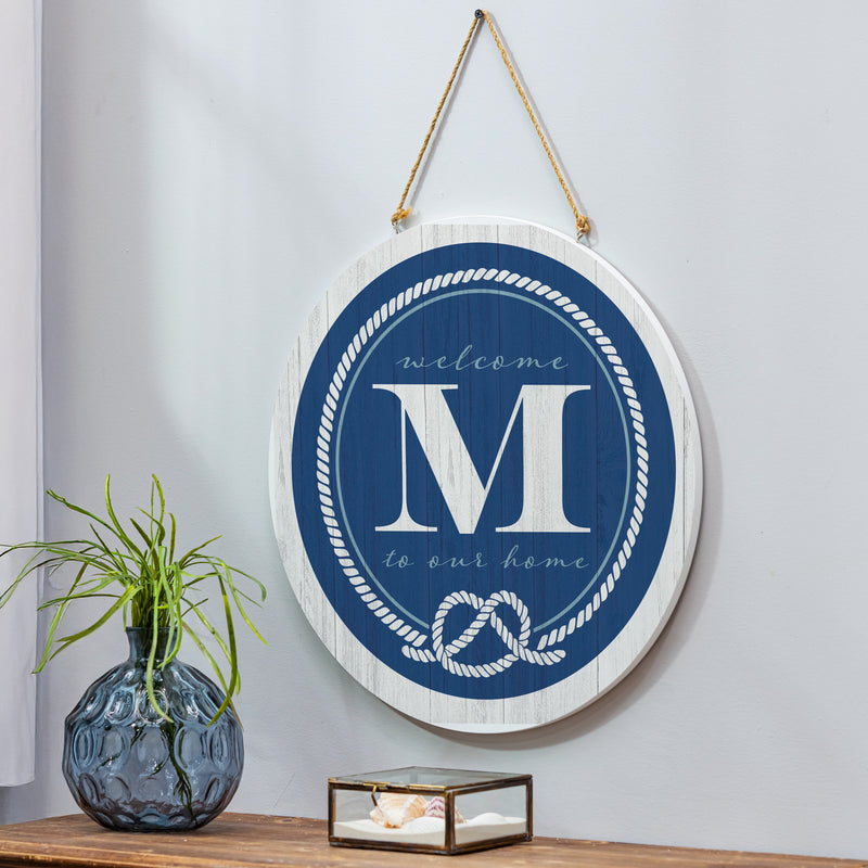 Coastal Door Decor Monogram Blue 18" M