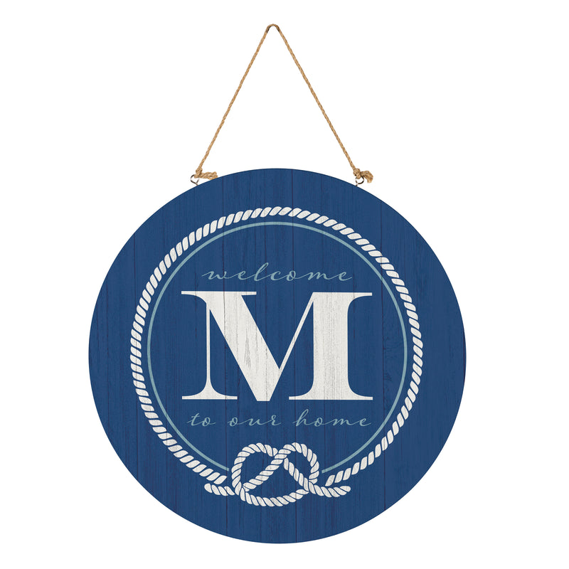 Coastal Door Decor Monogram Blue 18" M