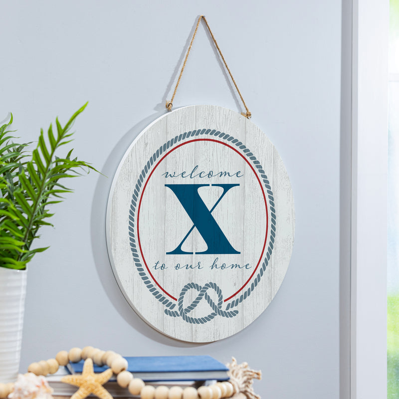 Coastal Door Decor Monogram White 18" X