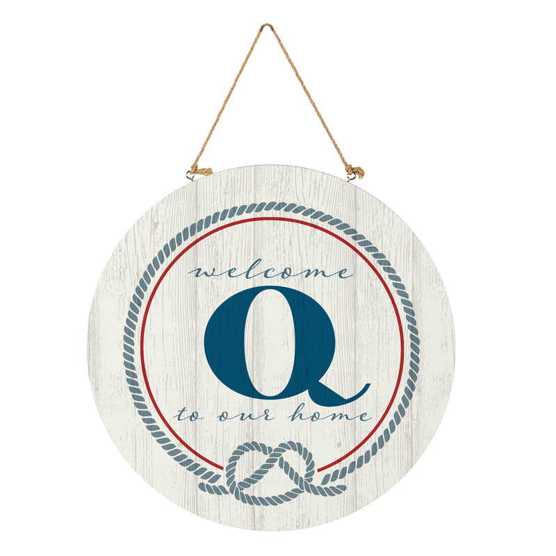 Coastal Door Decor Monogram White 18" Q