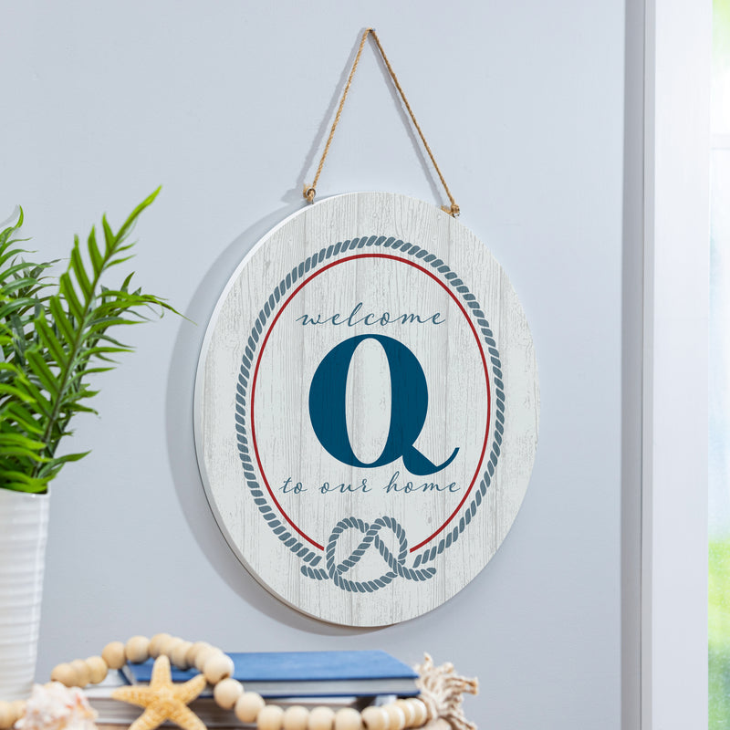 Coastal Door Decor Monogram White 18" Q