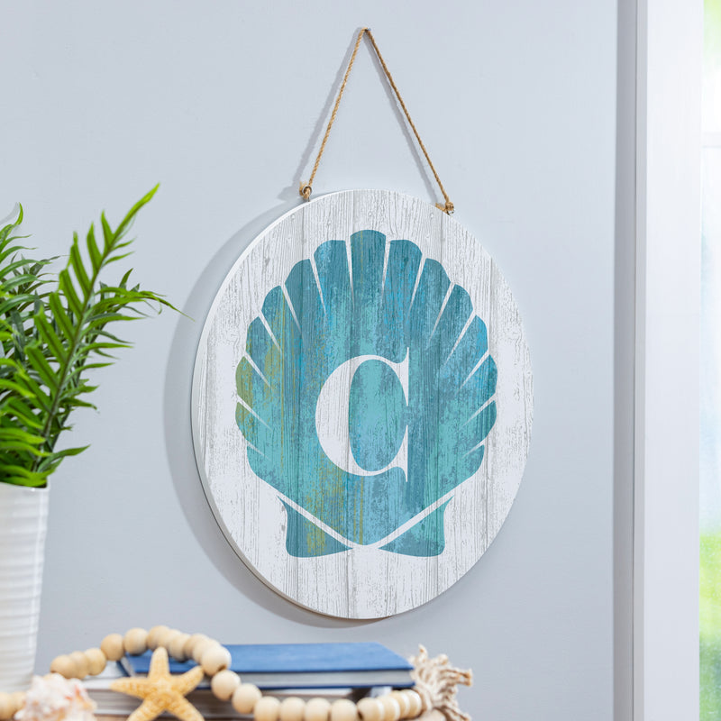 Coastal Door Decor Shell Monogram 18" C