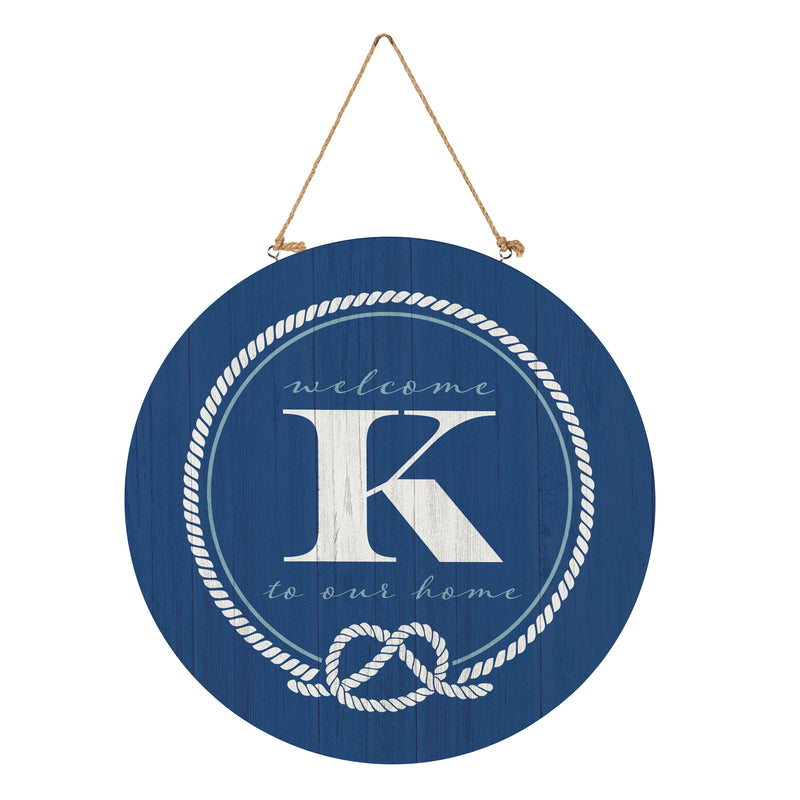 Coastal Door Decor Monogram Blue 18" K