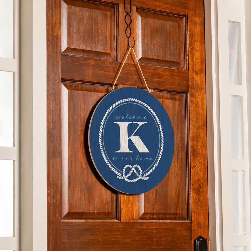 Coastal Door Decor Monogram Blue 18" K