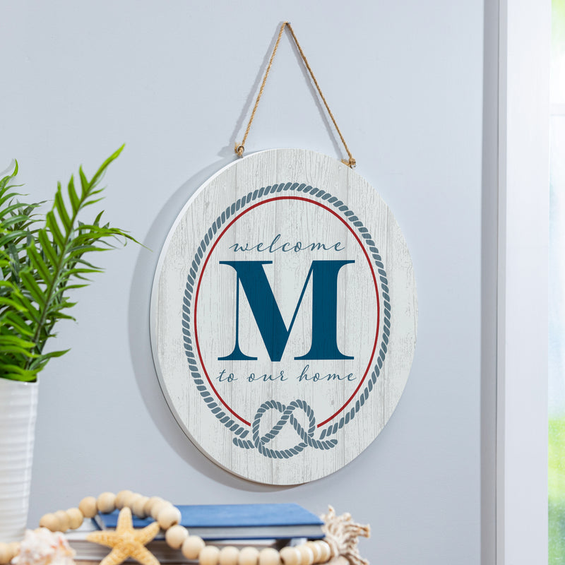 Coastal Door Decor Monogram White 18" M