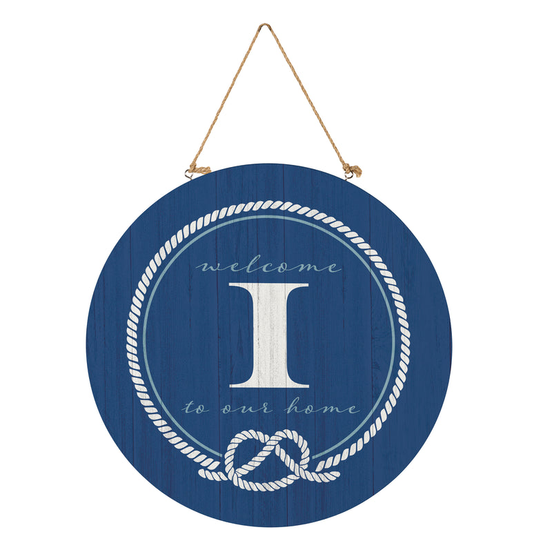 Coastal Door Decor Monogram Blue 18" I