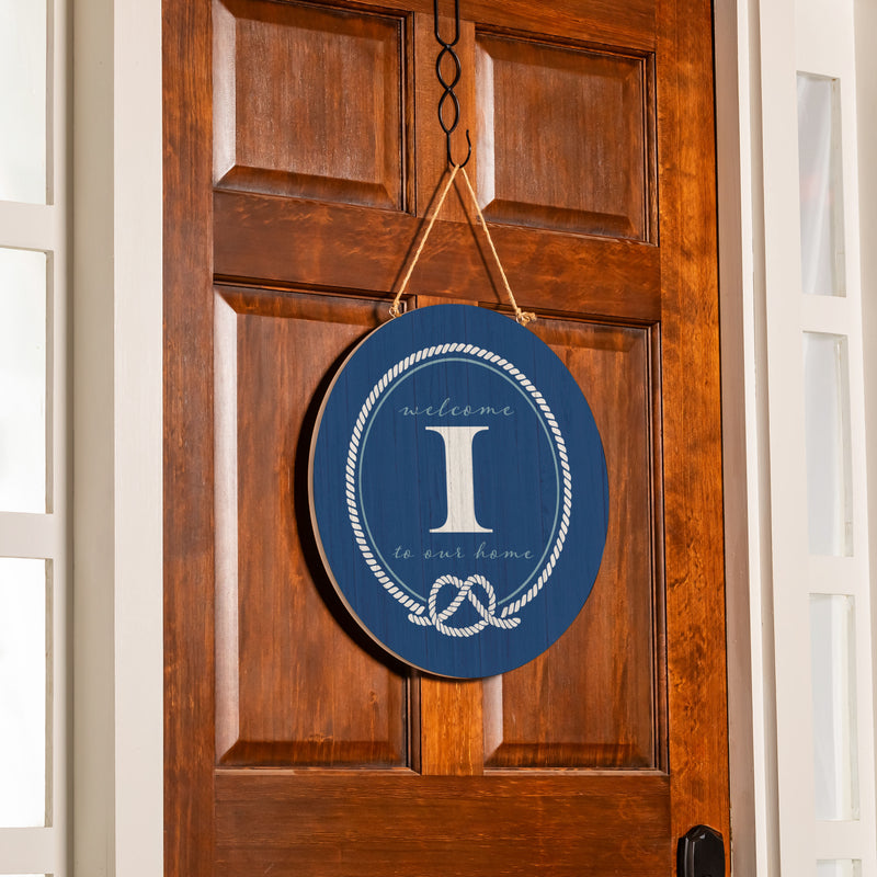 Coastal Door Decor Monogram Blue 18" I