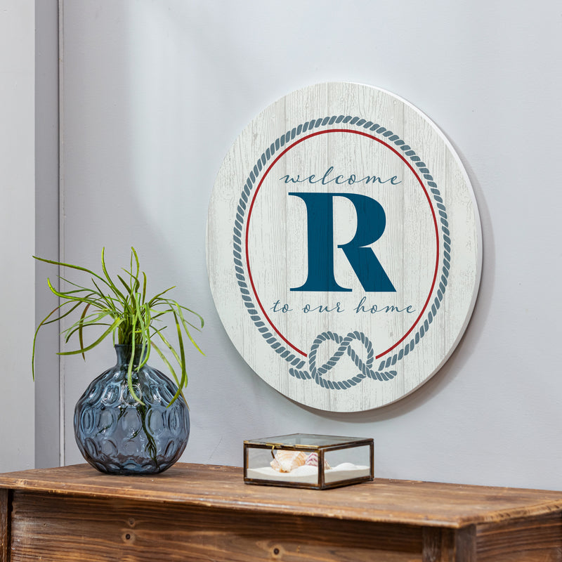 Coastal Door Decor Monogram White 18" R