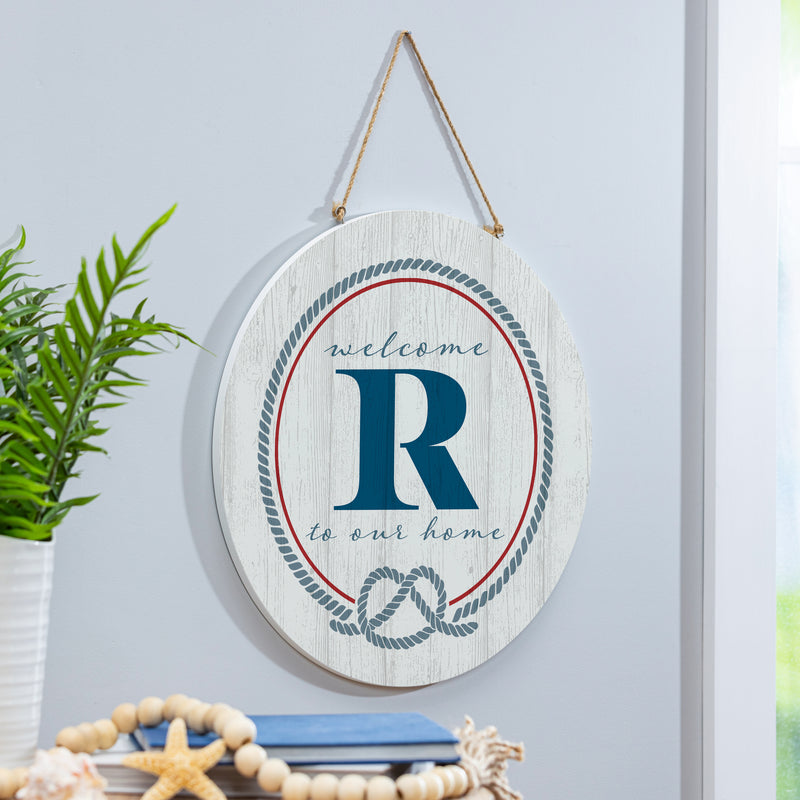 Coastal Door Decor Monogram White 18" R