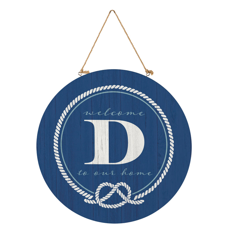 Coastal Door Decor Monogram Blue 18" D