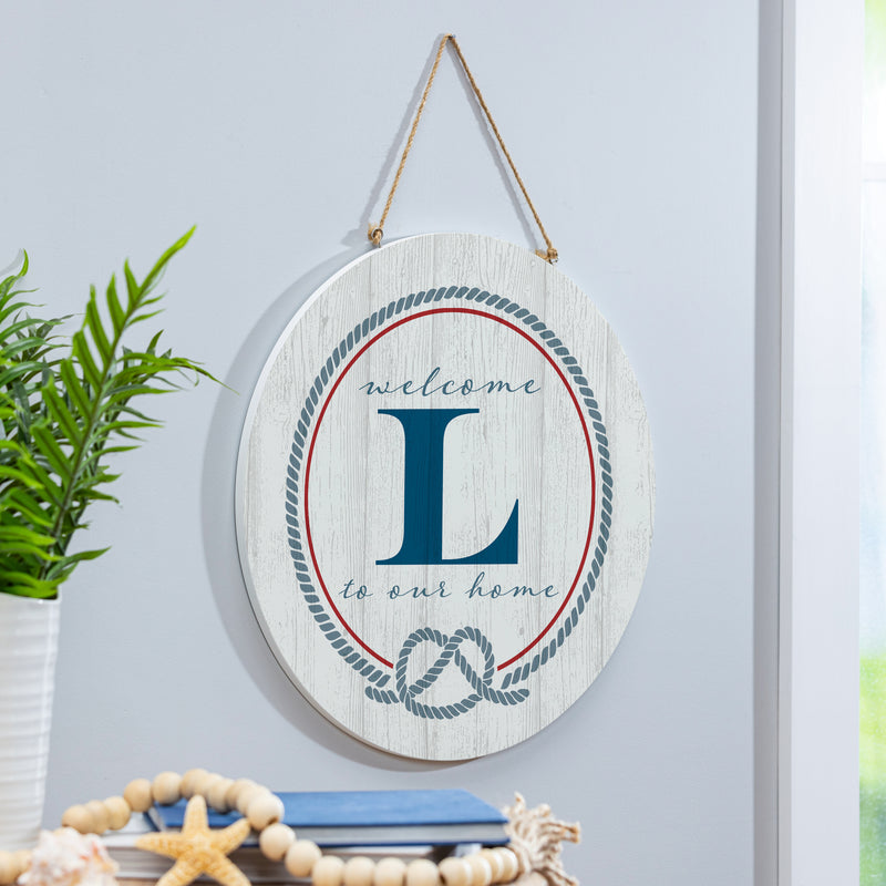 Coastal Door Decor Monogram White 18" L