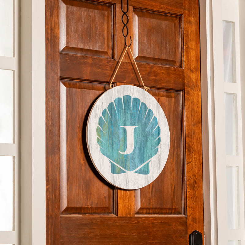 Coastal Door Decor Shell Monogram 18" J
