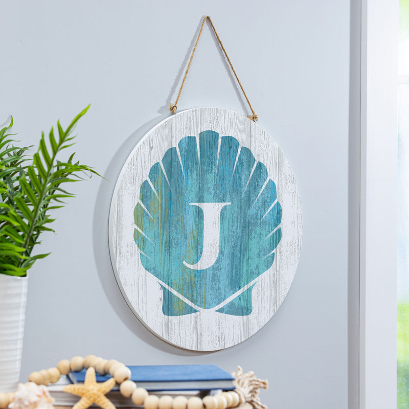 Coastal Door Decor Shell Monogram 18" J