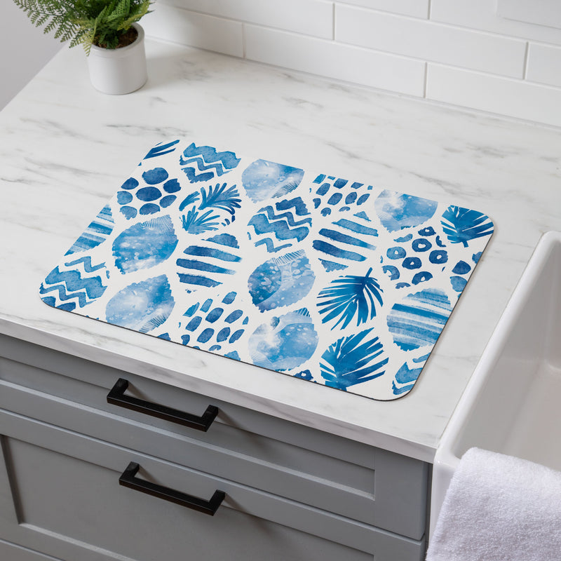 Blue Coastal Coral Sea Drying Mat, 20"x15"