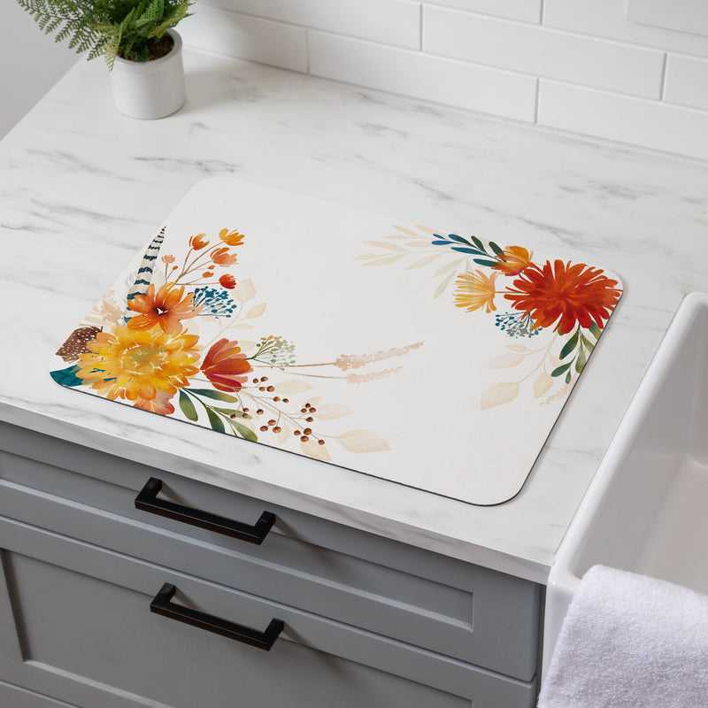 High Country Pheasant Drying Mat, Florals, 20"x15"