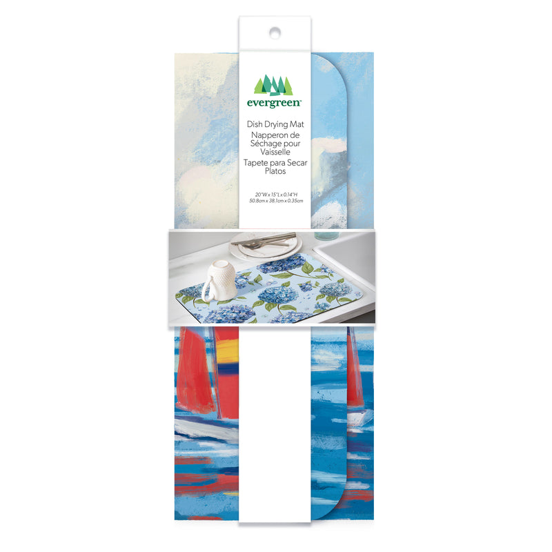 Blue Coastal Sailboats Drying Mat, 20"x15"