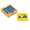 Los Angeles Rams Ceramic Coasters Set, 4pcs with Wood Caddy