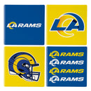 Los Angeles Rams Ceramic Coasters Set, 4pcs with Wood Caddy