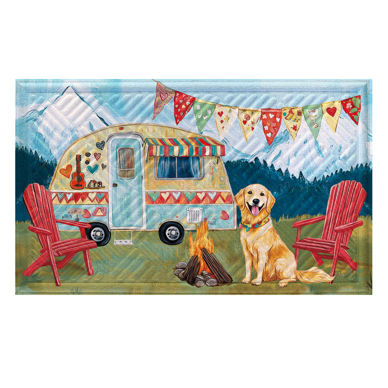 Camping Dog Embossed Mat