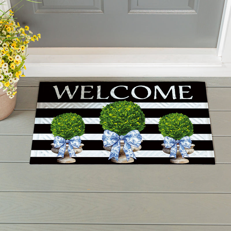 Topiary With Bow Embossed Mat