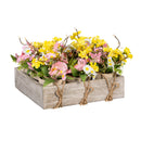 Petal & Plow Faux Floral Table Decor Artificial, 3.25"H, In Wood Tray
