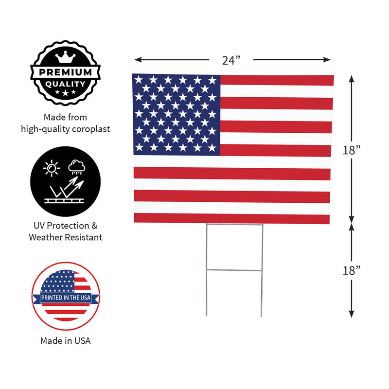 American Classic Stars & Stripes Yard Sign, Flag, 24"x18"