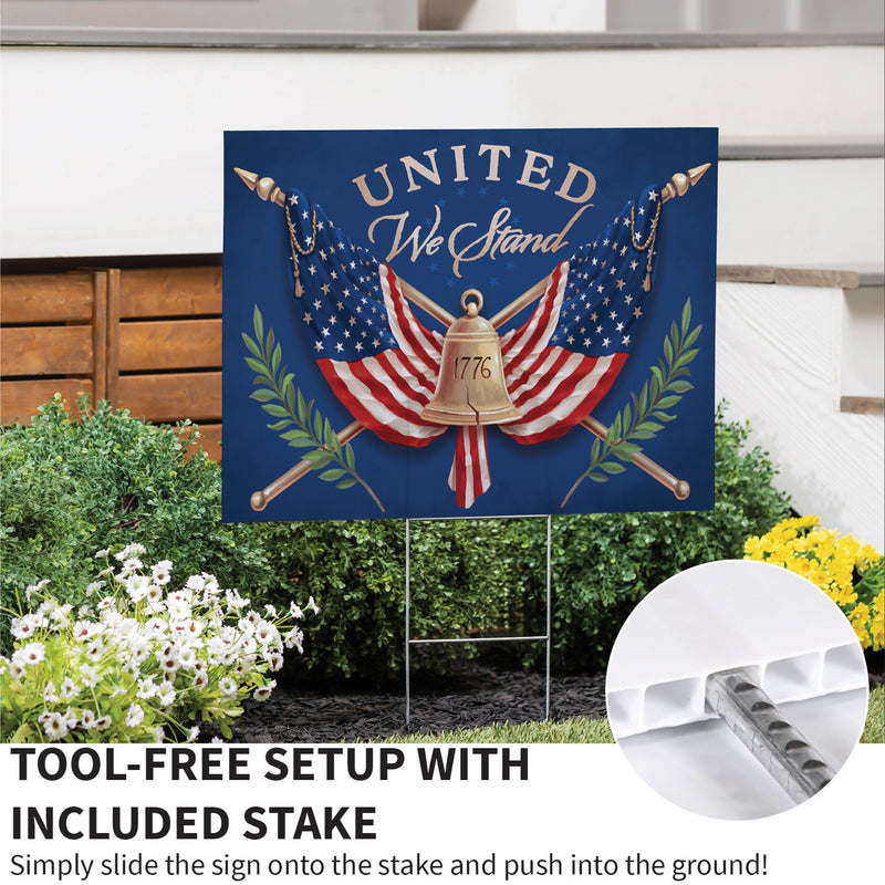 American Classic Yard Sign, "United We Stand", 24"x18"