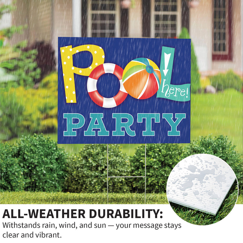 Palm Beach Yard Sign, "Pool Party", 24"x18"
