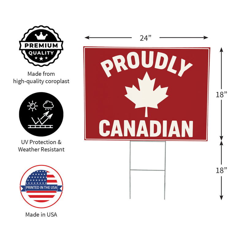 Canada Strong Vintage Yard Sign, "Proudly Canadian", 24"x18"