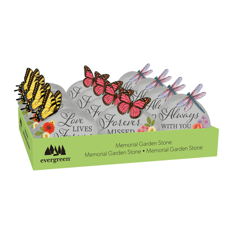 Memorial Garden Stone, Butterfly and Dragonfly Tiding Stone, Asst of 3